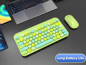 Retro Punk Round Kecap <strong>Wireless</strong> Keyboard and <strong>Mouse</strong> <strong>Combos</strong> Slient Chocolate Thin Keyboard Set USB Interface New Projected Style - Product Image 6