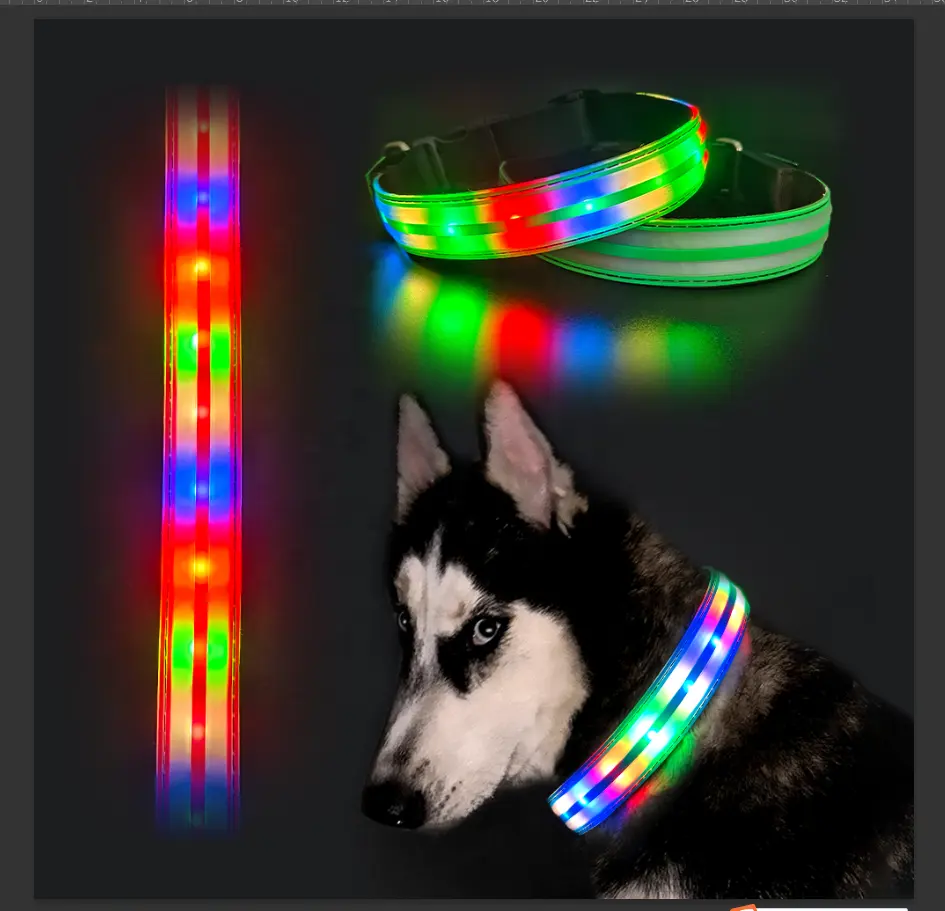 Waterdicht Knipperend Licht Op Pet Kraag Usb Type-C Herladen Luxe Verstelbare Led Hond Lichtgevende Halsband Voor Hond