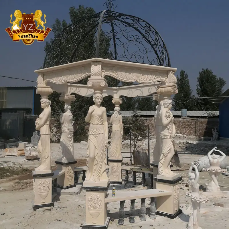 Antico fusione di ghisa della cupola esterna del marmo bianco colonne gazebo per la decorazione del giardino