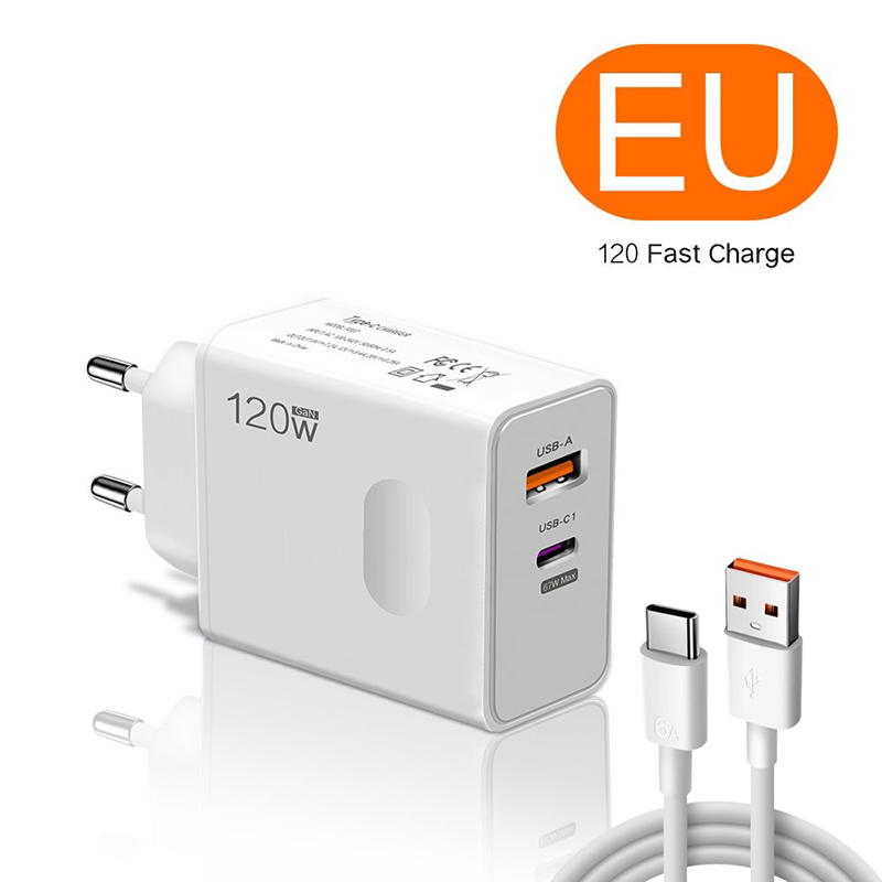Blanco cargador de la UE + Cable