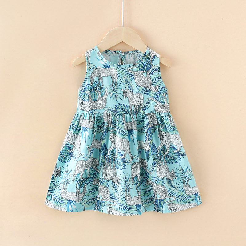 Blue leaf zebra cotton skirt