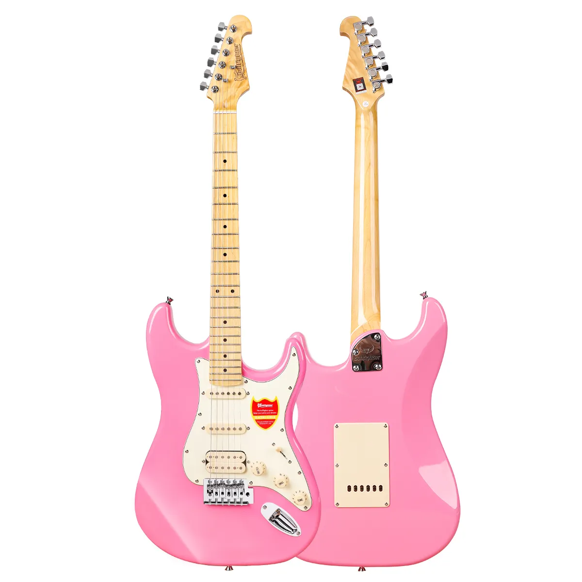 cheap and high quality st style 6 string professional pink color basswood material musical instrument electric guitar