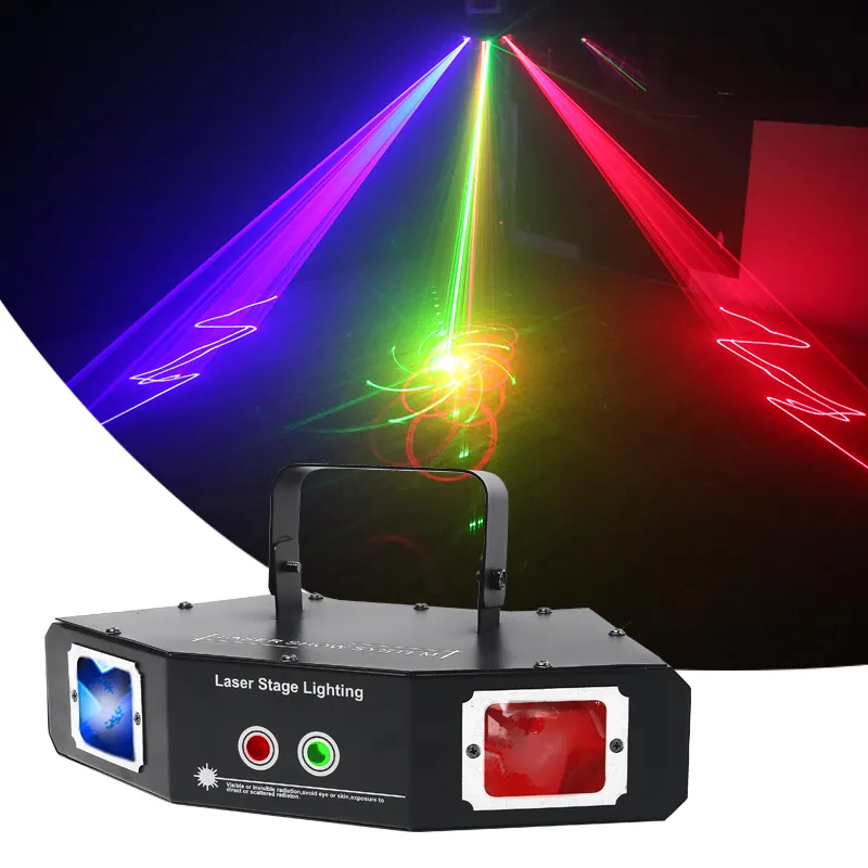 Proyector láser de 4 lentes para escenario, luces dmx 512 para fiesta, discoteca, dj, Iluminación con sonido activado, color rojo y verde, precio barato