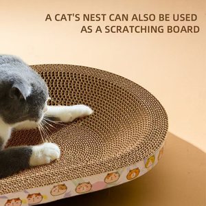 Rascador para gatos de forma ovalada con hierba gatera bien vendido por el fabricante cartón corrugado para uso en gatos y perros - Product Image 6