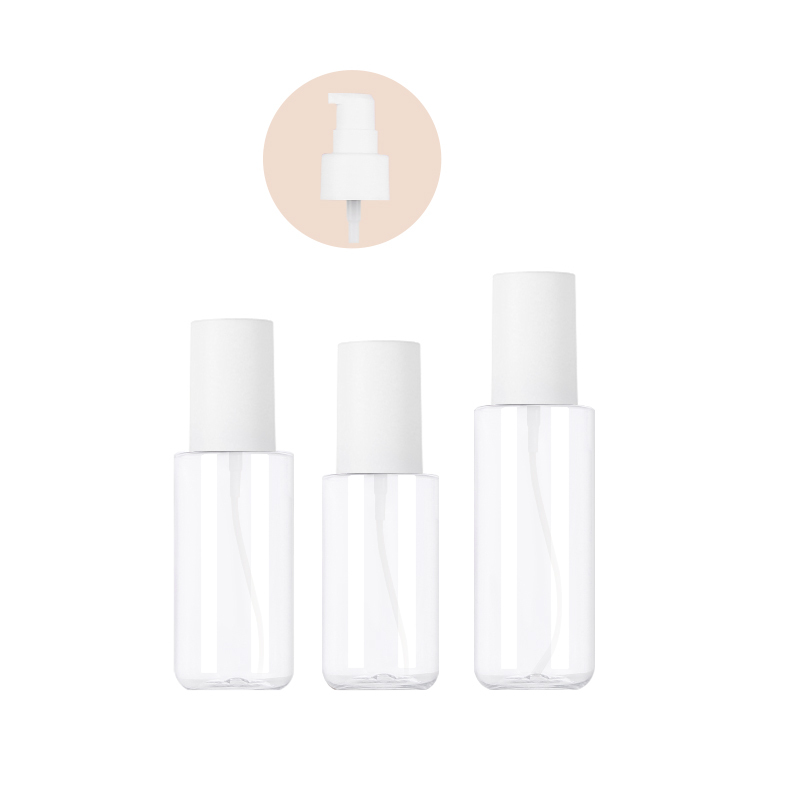Transparent bottle with white lotion pump