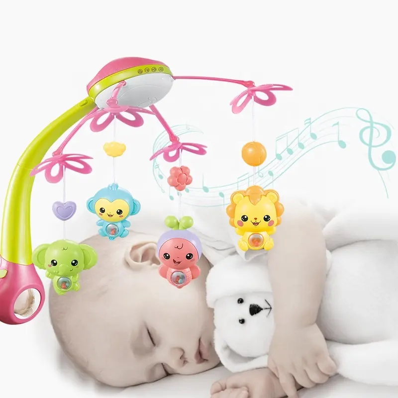 Bed bell baby mobiles eco-friendly plastic projection rotation remote control night lights bed bell musical toy