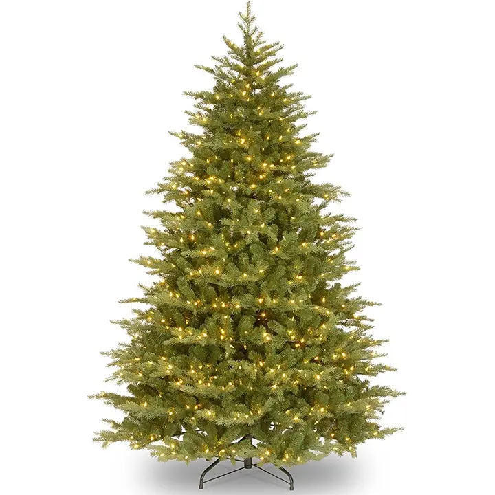 2024 Festival Árbol de Navidad de PVC completo artificial verde preiluminado, árbol de Navidad lujoso de 7,5 pies para interiores