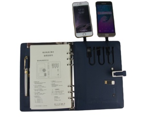 Notebook de carga inalámbrica con Banco de energía, PU Funda de cuero, unidad Flash, logotipo en relieve personalizado, Cable USB, Soporte para tarjeta de disco Flash - Product Image 6