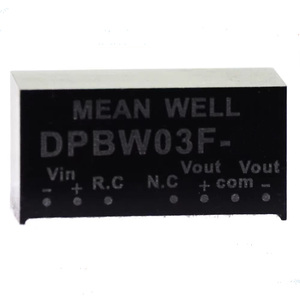 MEAN WELL DPBW03F-15 Dual <strong>Output</strong> <strong>DC</strong>-<strong>DC</strong> Converter, &plusmn;15V &plusmn;0.1A, 3W, 9-36Vdc <strong>Input</strong>, 81% Effi, for Medical &amp; Telecom Applications - Product Image 2
