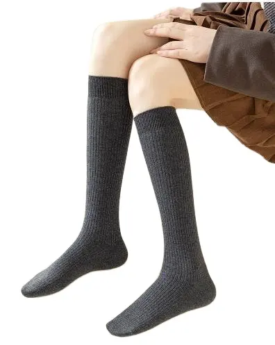 Düz sıcak kış kadın diz-yüksek yün çorap kadınlar için özel uzun ekip çorap