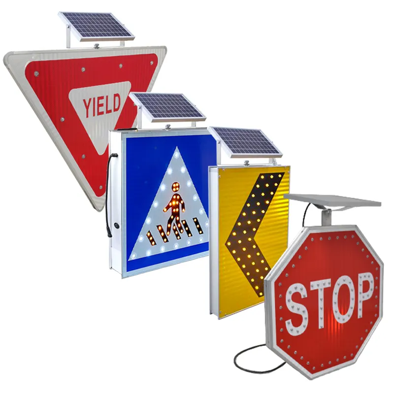 Alta qualidade Solar Powered Led Stop sinais tráfego seta aviso sinais cruzando