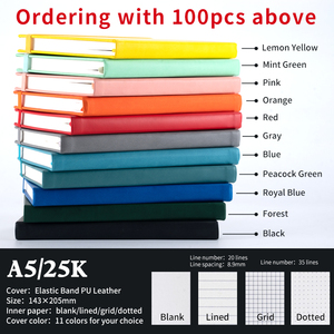 Cuaderno de cuero A5 con Logo personalizado, cuaderno de tapa dura con banda elástica - Product Image 5