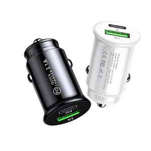 迷你汽车充电器A + C插座适配器3.1A快速充电PD Usb C汽车充电器QC3.0适配器双端口C型汽车充电器 - Product Image 1
