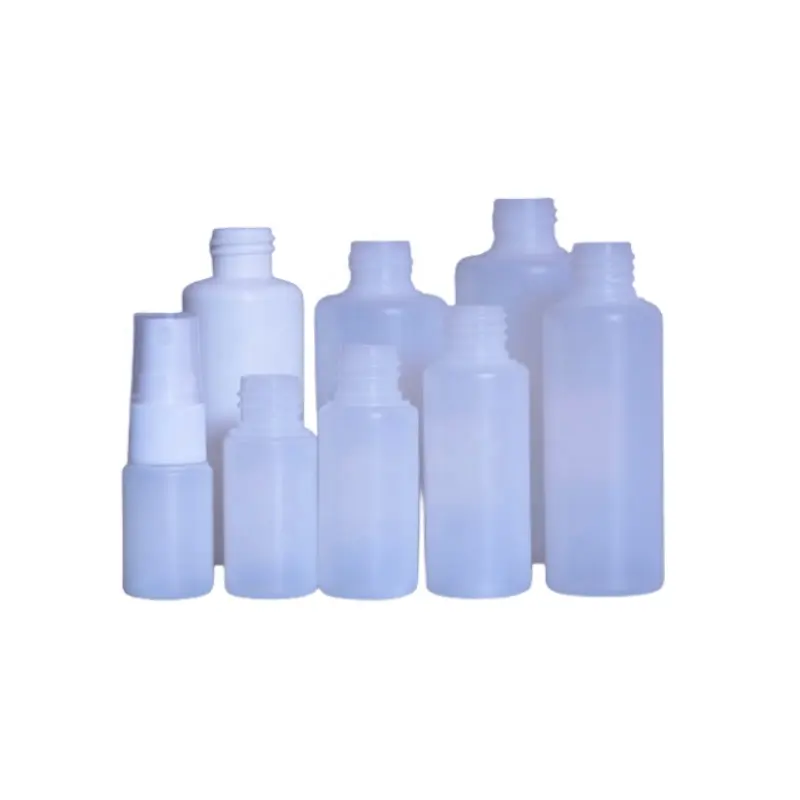 Garrafas plásticas redondas de spray para névoa HDPE 10ml 15ml 20ml 30ml 50ml 70ml 80ml 100ml