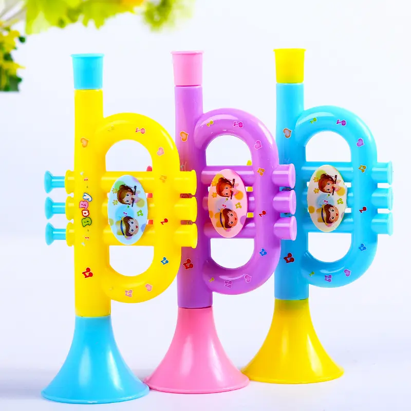 Instrumento musical feito na China, mini buzina de plástico colorida para educação infantil