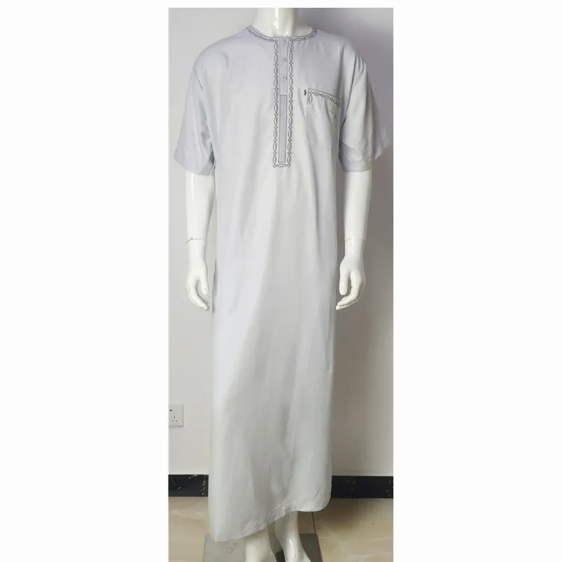 Camisa masculina árabe mangas curtas, camisa masculina de design anti-gola, vestido árabe, manga curta, morrocco, thobe, abayas islâmicas