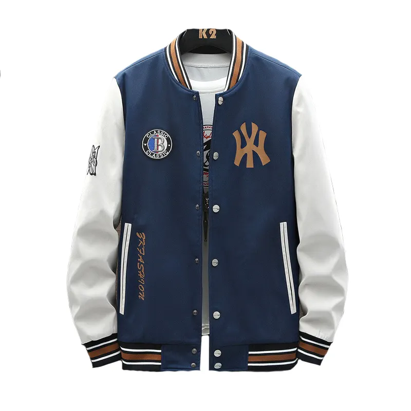 OEM parches bordados Jaket logotipo personalizado Letterman chaqueta béisbol Streetwear abrigo Varsity chaqueta para hombres