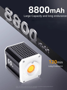 60WポータブルハンドヘルドLEDビデオフィルインライトCOBバイカラー写真ライト、NP-Fバッテリープレートリフレクター付き - Product Image 2