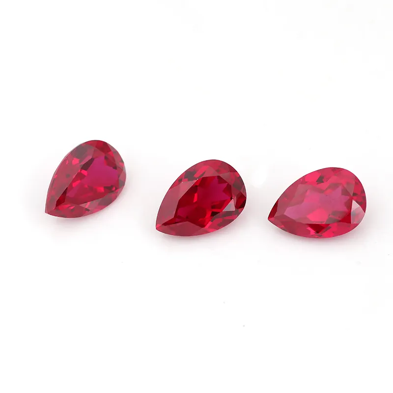 Lab Grown Gemstone Ruby High Quality Pear Cut Synthetic Ruby Stone Indian Red Ruby