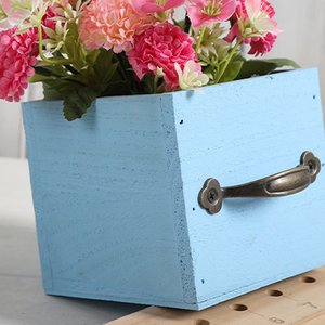 Caixa de madeira personalizada inacabada com 2 alças metálicas para projeto DIY