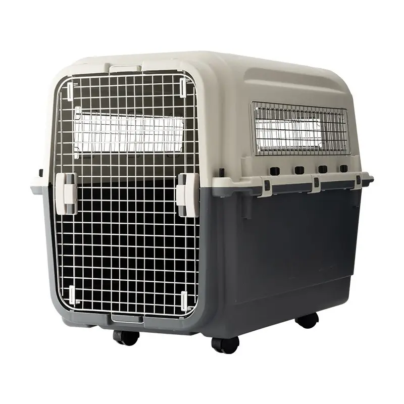 Nhựa Dog Cat Crate Carrier đã được phê duyệt hãng hàng không cũi sang trọng lớn cũi trên bánh xe