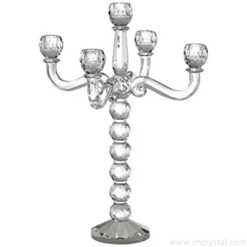 Portacandele in cristallo per articoli per la casa moderni candelabri in cristallo a 5 braccia per matrimoni e decorazioni per la casa