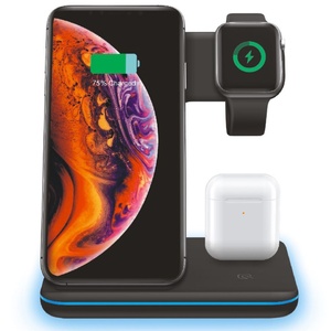 New 3 in <strong>1</strong> QI Wireless Charger Stand with Backlit for IPhone, <strong>Apple</strong> Watch and - Product Image 1