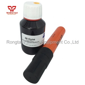 Testing sublimation ink 1 set with corona <strong>treater</strong> dyne <strong>pen</strong> and <strong>SHERMAN</strong> to test dyne value for plastic film