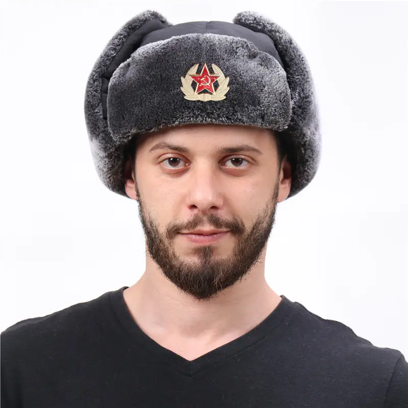 Distintivo dell'unione sovietica della Russia Ushanka cappello con paraorecchie impermeabile antivento protezione per le orecchie addensate all'aperto cappello freddo invernale con maschera