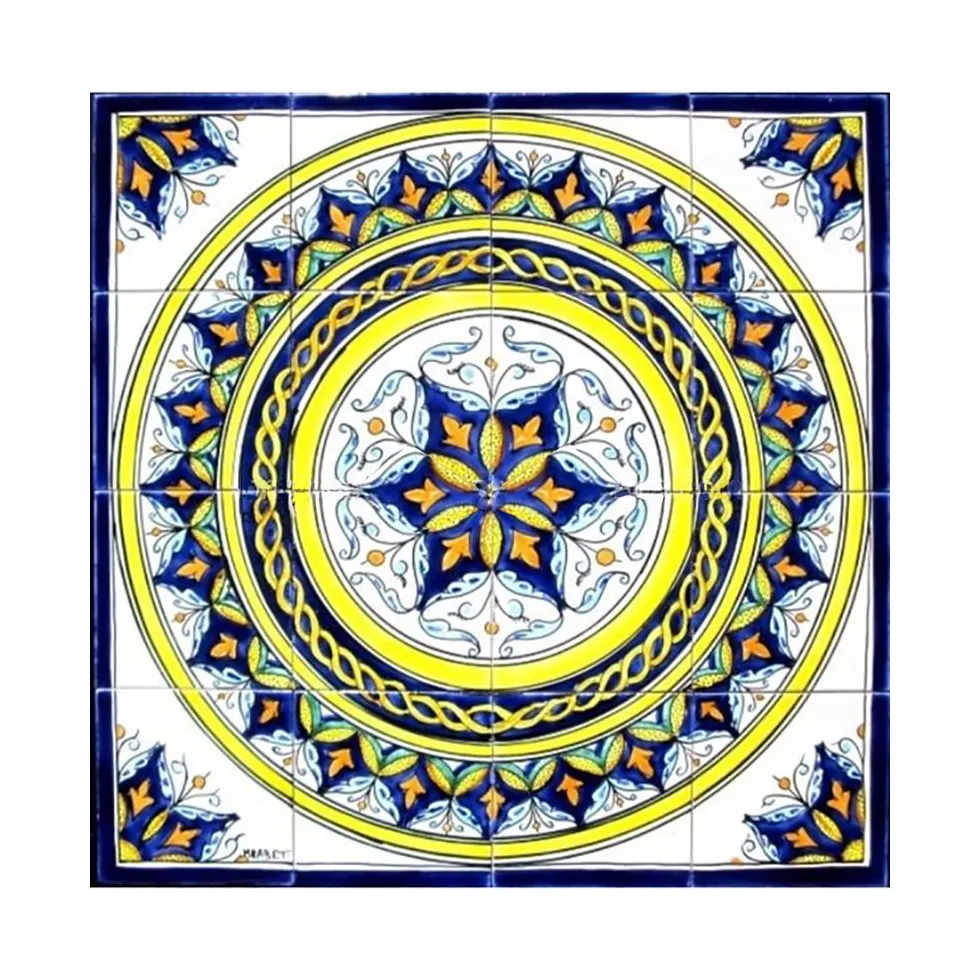 Мозаичный медальон, антикварная настенная роспись, полированная керамическая плитка, кухонный фон