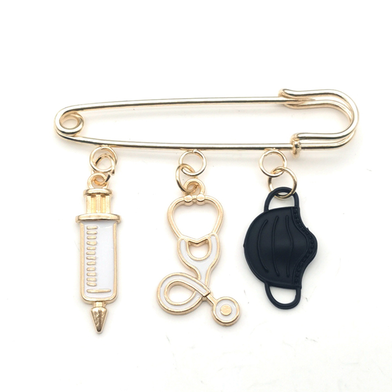 Black Mask Medical Tools Brooch