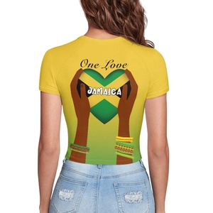 Sang Trọng Reggae Đánh bại Crop Top Jamaica Âm Nhạc Ghi Chú In Độ ẩm-Wicking Vải OEM 50 + Pcs Tùy Chỉnh Jamaica Cờ Crop Top - Product Image 3