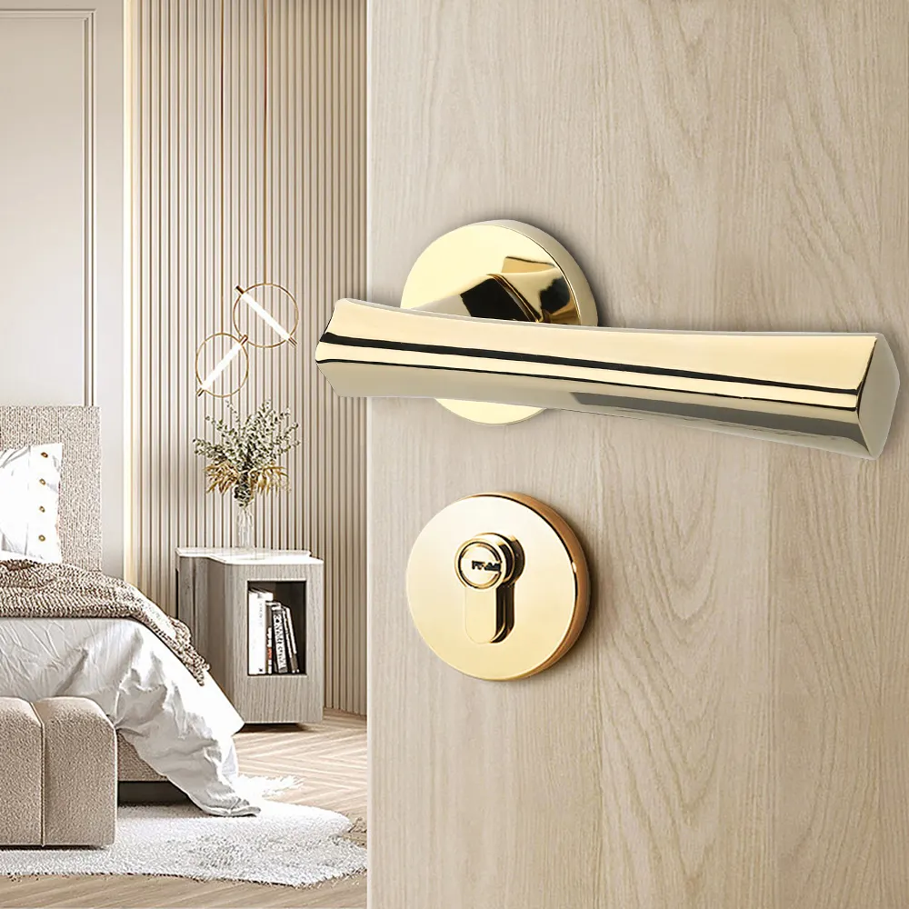 Filta Luxury Modern Design Interior Lever Door Handle Lock For Bathroom Door