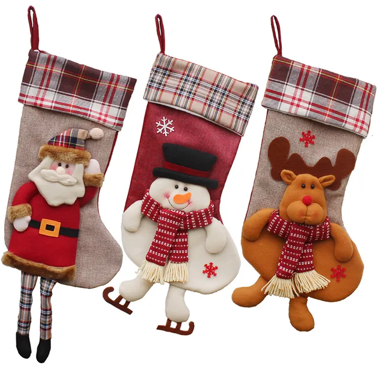 Stoking rajut musim dingin pribadi keluaran baru kaus kaki natal felt ukuran besar untuk dekorasi kaus kaki gantung Natal