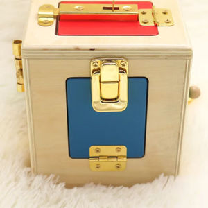 Montessori Kids Educational Wooden <strong>Toys</strong> Open for Lock <strong>Box</strong> with Shape Matching &amp; Fine Motor Interest Aids - Product Image 6