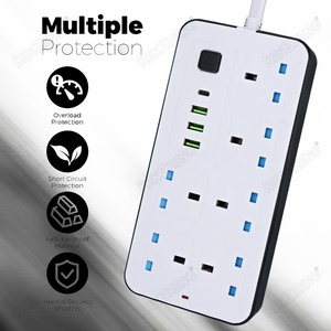 批发英国电气多扩展插座6插座USB Type-C延长线2500W英国插头扩展电源线 - Product Image 4