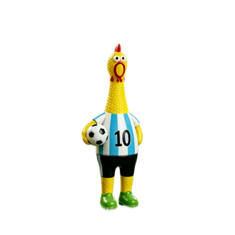 La camiseta del pollo ladrador-messi Blanca y azul