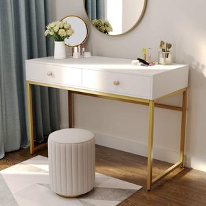 Modern <strong>Simple</strong> <strong>Computer</strong> <strong>Desk</strong> Home Office <strong>Desk</strong> Study Table Writing <strong>Desk</strong> with 2 Storage Drawers, Makeup Vanity Console Table - Product Image 3