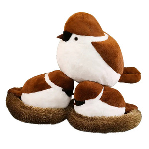 Toptan yumuşak sevimli serçe kuş oyuncak bebek özel peluş Sparrow dolması hayvan ses düğmesi ekleyebilirsiniz - Product Image 1