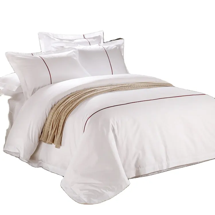 Alta qualidade 100% Cetim de Algodão Ponto Do Hotel folha de cama jogo de cama