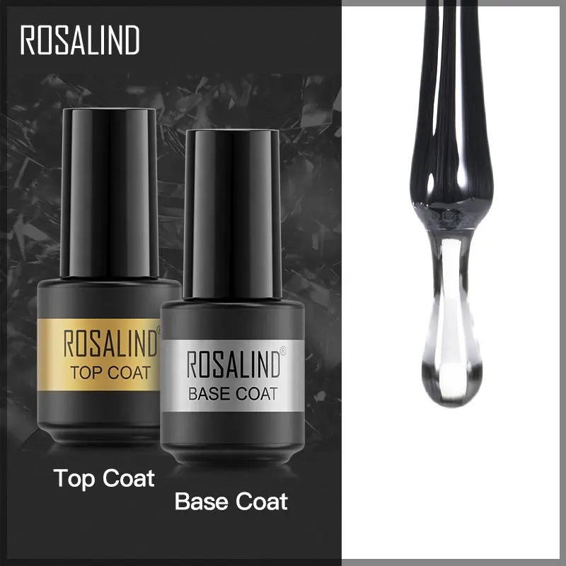 Rosalind oem logotipo personalizado 7ml uv/lâmpada led embeber off coat base de longa duração e matt top coat gel unha polonês para salão de beleza