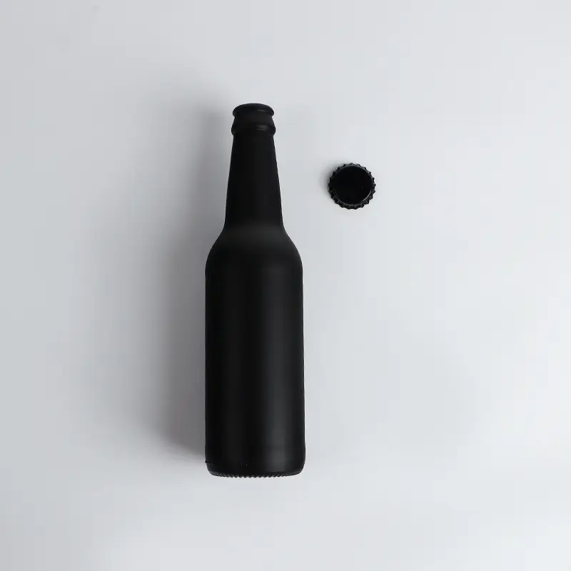 Atacado personalizado 330ML preto vazio licor bebida vinho cerveja garrafa Com tampa De Alumínio