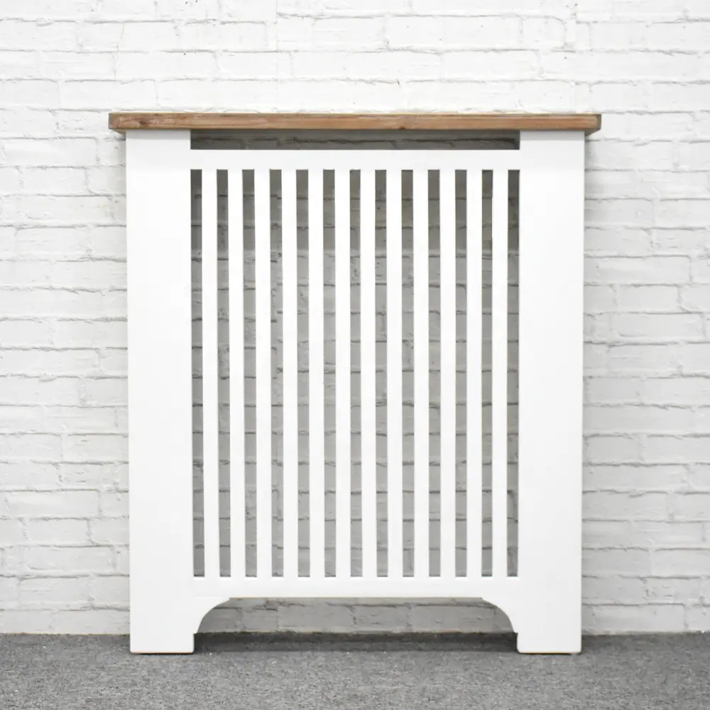 Lukcywind cubierta de radiador blanca de madera maciza antigua, gabinete de cubierta de calefacción