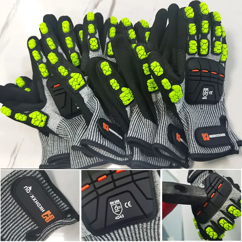 2024 New TPR anti-impact A5 Cut-Resistant Gloves nitrile scrub impregnated rubber work safety protective gloves