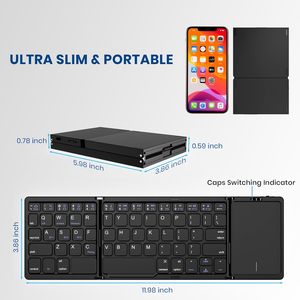 Teclado inalámbrico compacto con ratón táctil plegable Bluetooth teclado touchpad teclado inalámbrico teclado plegable - Product Image 4