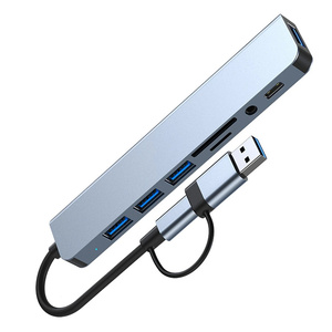 8 in <strong>1</strong> Ports <strong>USB</strong> a <strong>Type</strong> C Hub Concentrator Docking Station <strong>3</strong> <strong>0</strong> Multi Adapter SD TF Card Reader Audio Multi-hub Dock Splitter