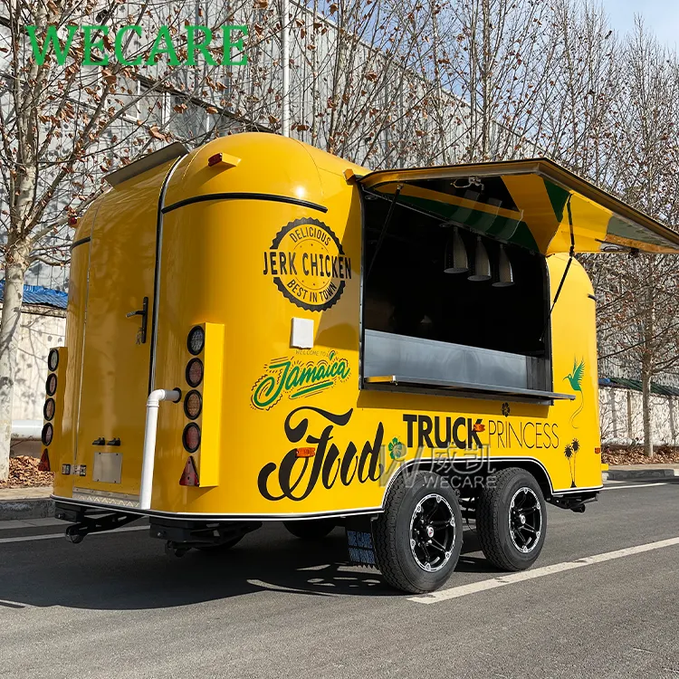 WECARE Custom Towable Fast Food Mobile cucina pollo girarrosto Pizza Catering rimorchio Remolque Food Truck con cucina completa