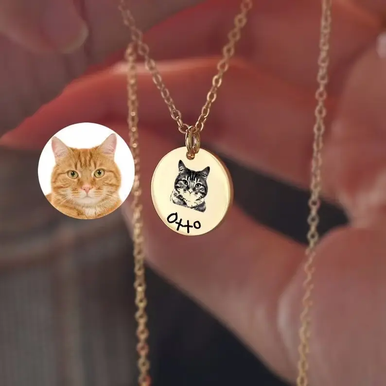 Collana con ritratto di animali domestici fai-da-te collana personalizzata con foto di cane gatto regalo di compleanno per animali domestici per collana con ritratto inciso amante degli animali domestici