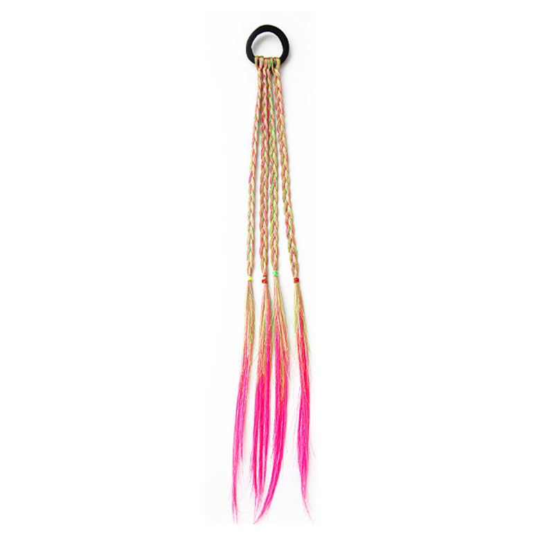 Childrens fluorescent pink green wig braid hair rope 1 pack