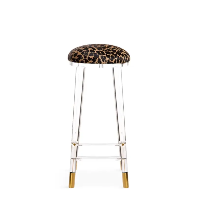 Taburete de Bar de terciopelo de silla alta comercial de acrílico de muebles de restaurante de alta calidad de lujo ligero